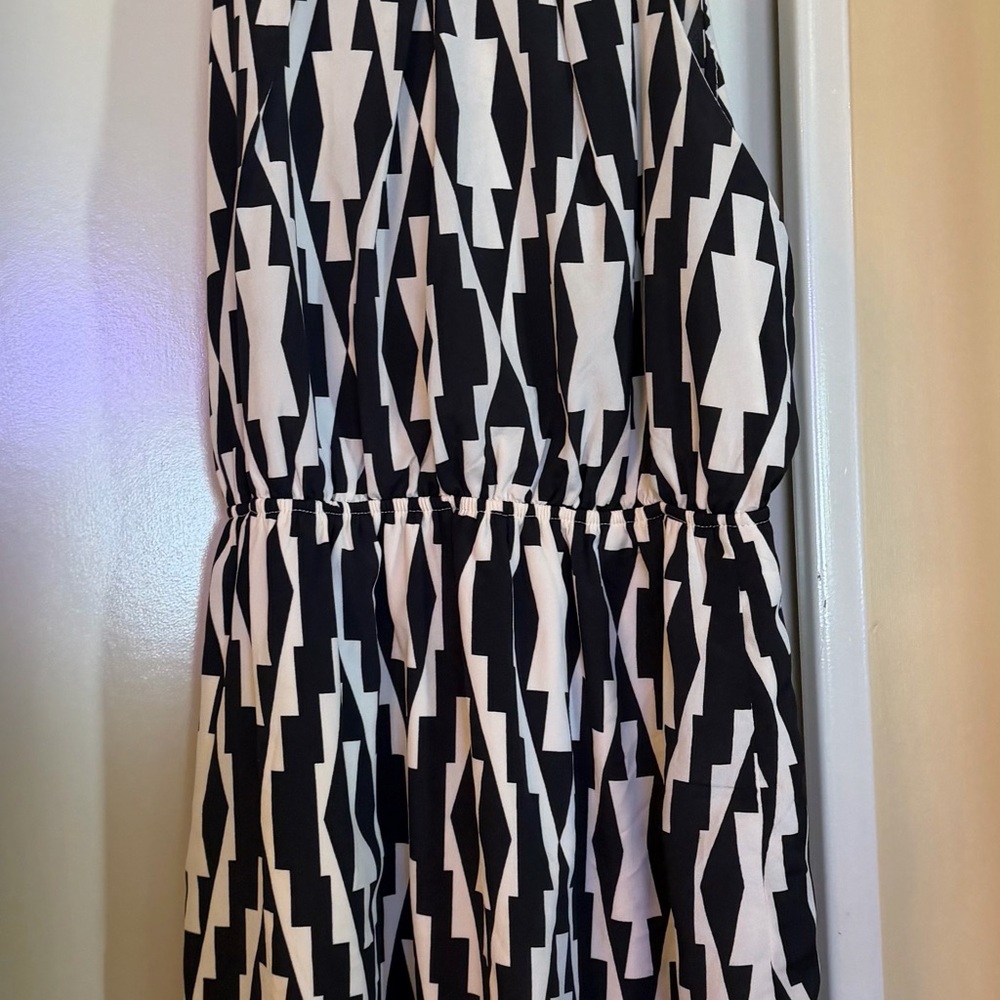 Pink Owl Black & White Geometric Halter Top